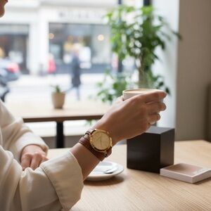 Michael Kors Gold-Tone Watch with Brown Leather Wrap Strap